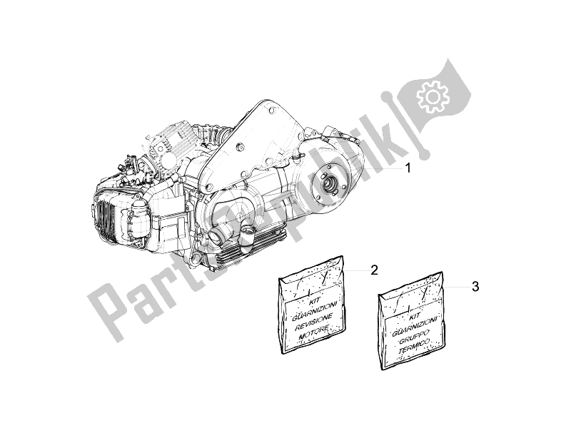 All parts for the Engine, Assembly of the Piaggio Liberty 125 4T PTT E3 A 2007