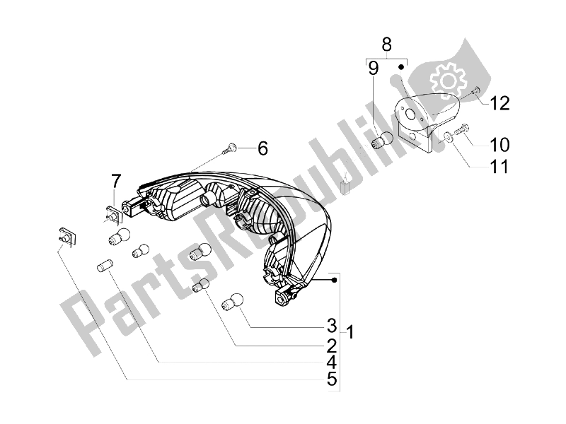 All parts for the Rear Headlamps - Turn Signal Lamps of the Piaggio Beverly 400 IE Tourer E3 2008