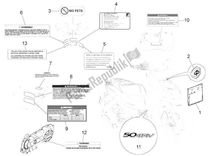 Todas las partes para Placas - Emblemas de Piaggio Typhoon 50 4T 4V E2 USA 2012