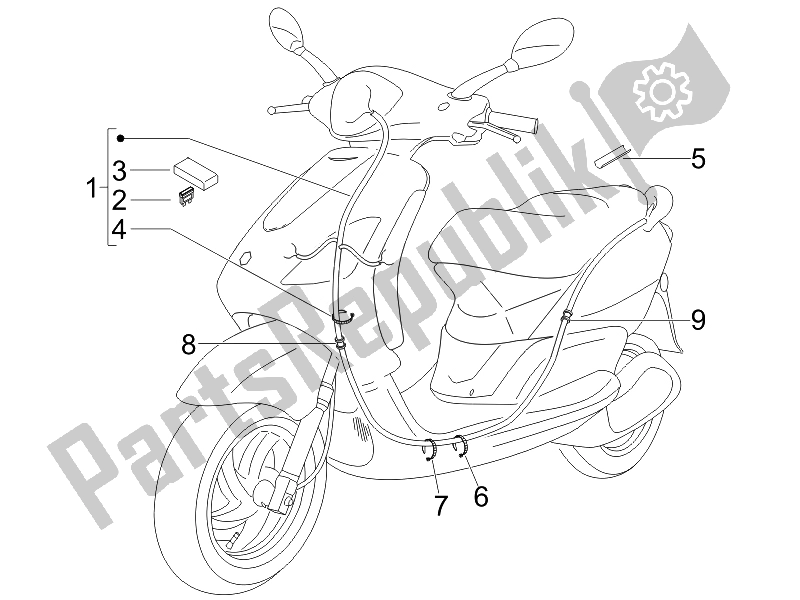 Todas las partes para Mazo De Cables Principal (2) de Piaggio FLY 50 4T USA 2007