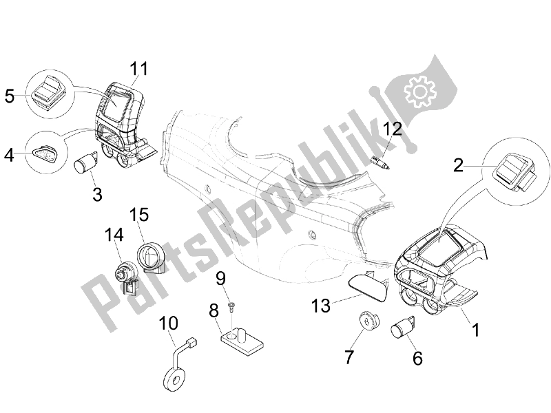 Toutes les pièces pour le Sélecteurs - Interrupteurs - Boutons du Piaggio BV 250 USA 2007