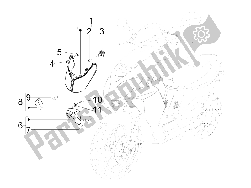 Toutes les pièces pour le Phares Avant - Clignotants du Piaggio NRG Power DT Serie Speciale D 50 2007