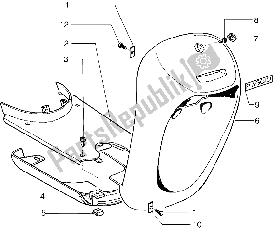 Toutes les pièces pour le Bouclier Avant-pied De Lit-spoiler du Piaggio Free 100 2004