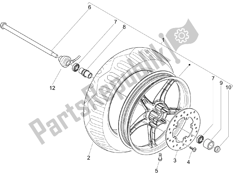 All parts for the Front Wheel of the Piaggio Liberty 50 2T 2006