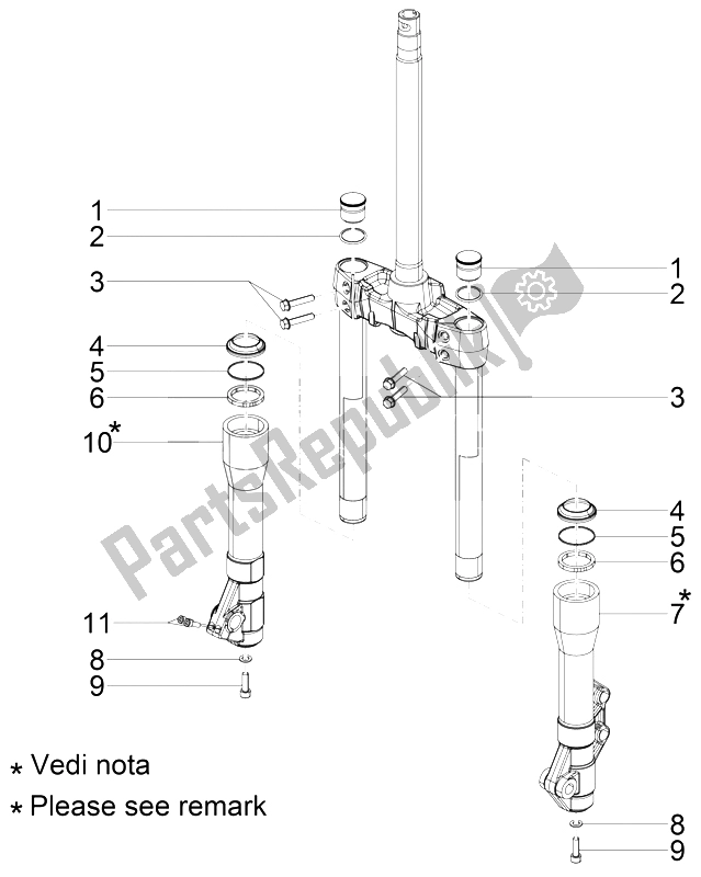 Toutes les pièces pour le Composants De La Fourche (kayaba) du Piaggio BV 350 4T 4V IE E3 ABS USA 2015