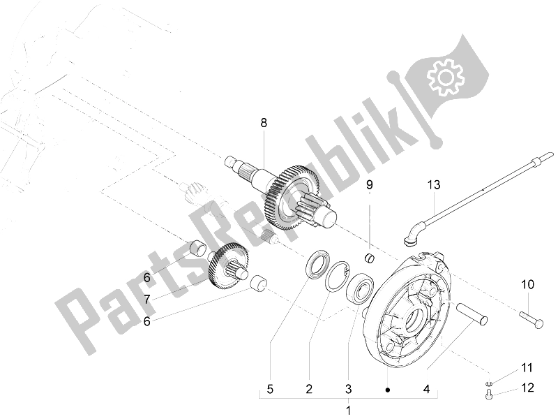 Todas las partes para Unidad De Reducción de Piaggio Typhoon 50 4T 4V E2 USA 2012