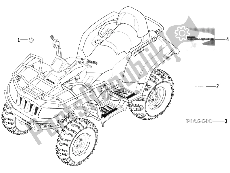 Toutes les pièces pour le Plaques - Emblèmes du Piaggio Trackmaster 400 Passo Lungo 2006