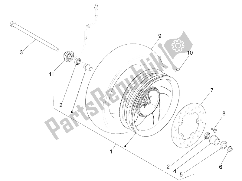 Todas las partes para Rueda Delantera de Piaggio FLY 50 4T 2V 2014