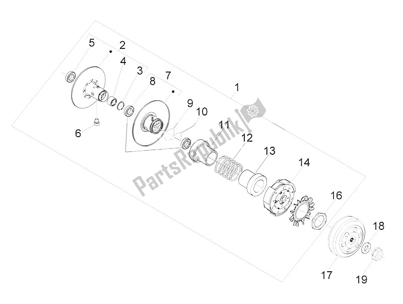 Tutte le parti per il Puleggia Condotta del Piaggio MP3 300 IE LT Touring 2011