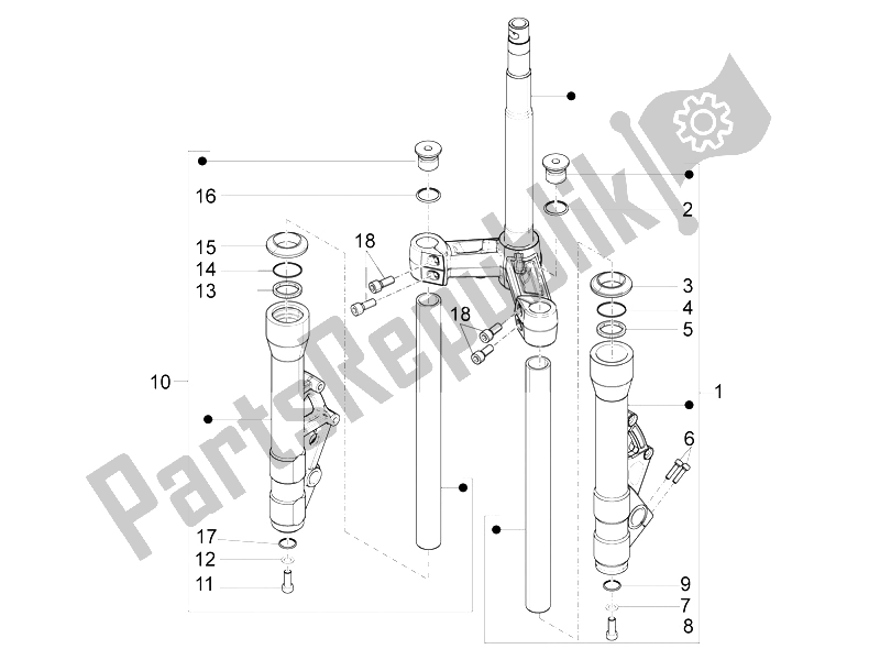 Toutes les pièces pour le Composants De La Fourche (kayaba) du Piaggio X 10 350 4T 4V I E E3 2012