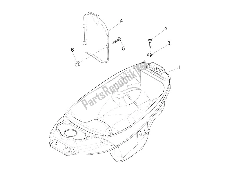 Todas las partes para Carcasa Del Casco - Debajo Del Sillín de Piaggio Liberty 150 4T 2V IE E3 Vietnam 2011