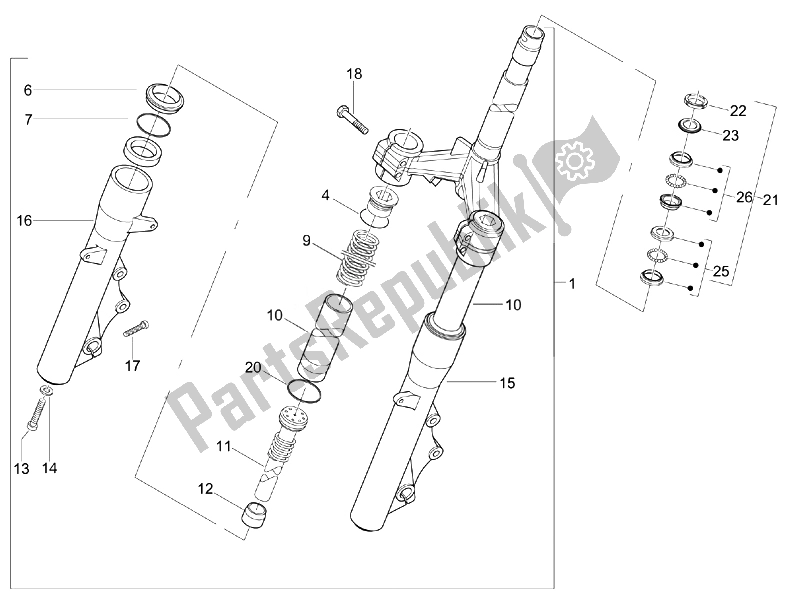 All parts for the Fork/steering Tube - Steering Bearing Unit of the Piaggio X EVO 400 Euro 3 2007