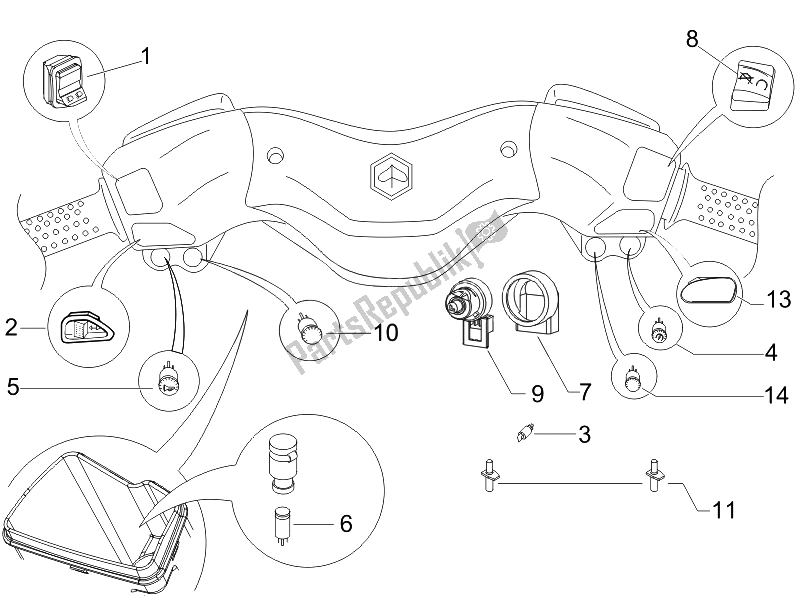 Toutes les pièces pour le Sélecteurs - Interrupteurs - Boutons du Piaggio X8 125 Premium Euro 3 2007