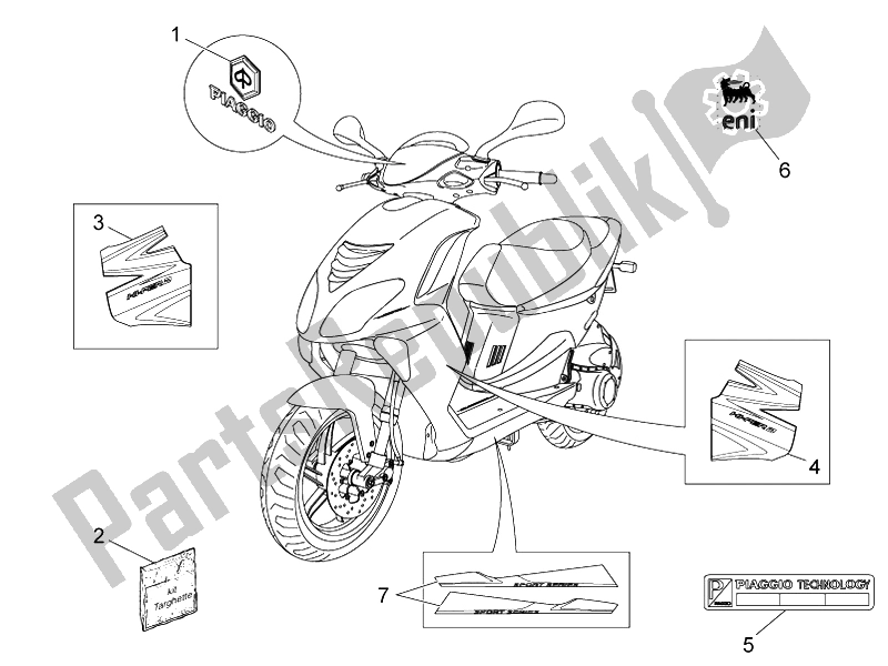 Toutes les pièces pour le Plaques - Emblèmes du Piaggio NRG Power DT 50 2007