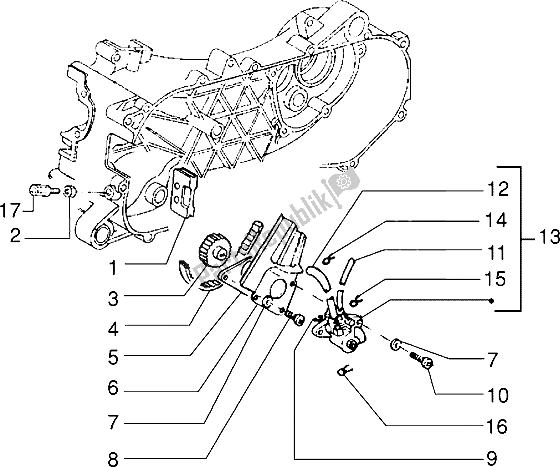 All parts for the Oil Pump of the Piaggio NRG MC2 50 1996