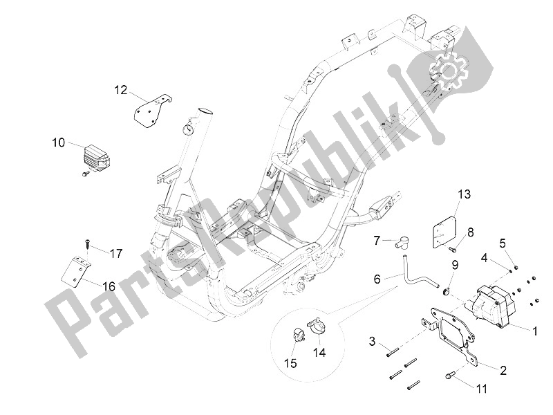 All parts for the Voltage Regulators - Electronic Control Units (ecu) - H. T. Coil of the Piaggio FLY 50 4T 2V 25 30 KMH 2016