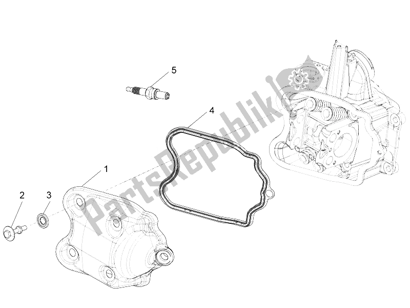 All parts for the Cylinder Head Cover of the Piaggio Beverly 350 4T 4V IE E3 Sport Touring 2014