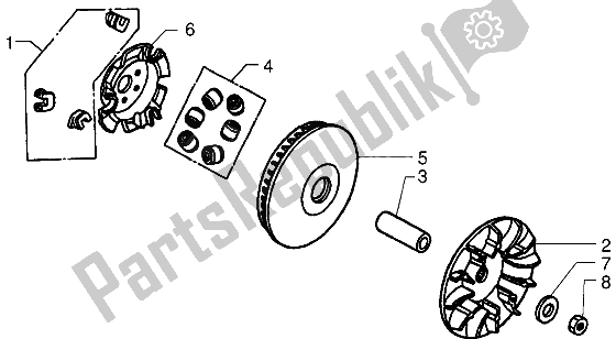 All parts for the Driving Pulley of the Piaggio X9 250 2006