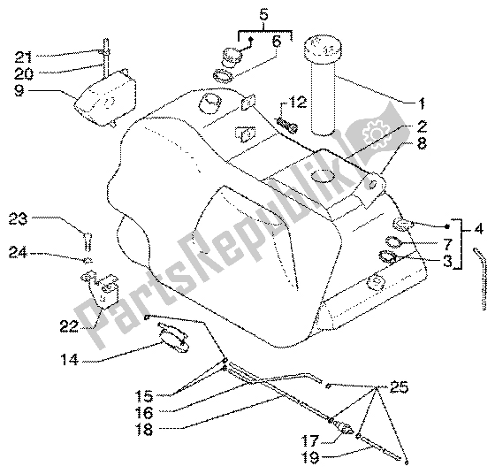 All parts for the Fuel Tank of the Piaggio X9 180 Amalfi 2002