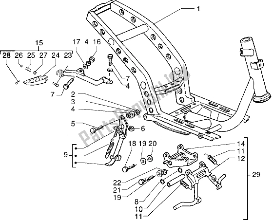All parts for the Chassis-central Stand of the Piaggio Typhoon 50 XR 2000