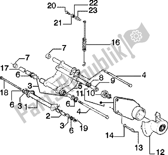 All parts for the Swinging Arm of the Piaggio ZIP 125 4T 2000