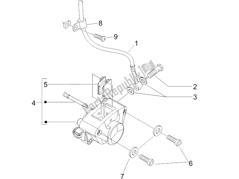 All parts for the Brakes Pipes - Calipers of the Piaggio ZIP 100 4T 2006