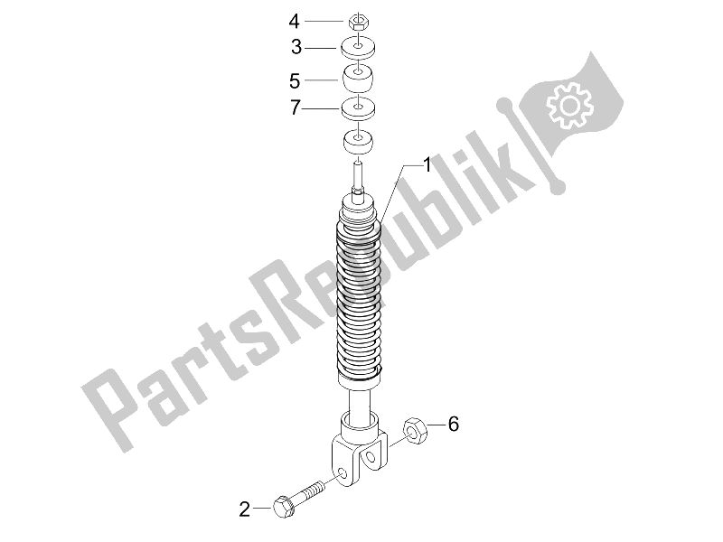 Tutte le parti per il Sospensione Posteriore - Ammortizzatore / I del Piaggio FLY 50 4T 25 30 KMH 2008