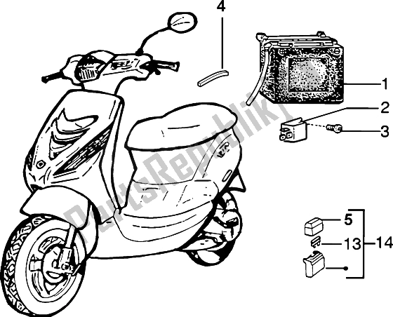 Tutte le parti per il -batteria Relais del Piaggio ZIP SP H2O 50 1998