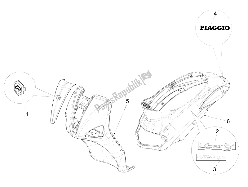 Toutes les pièces pour le Plaques - Emblèmes du Piaggio Liberty 50 4T PTT 2014