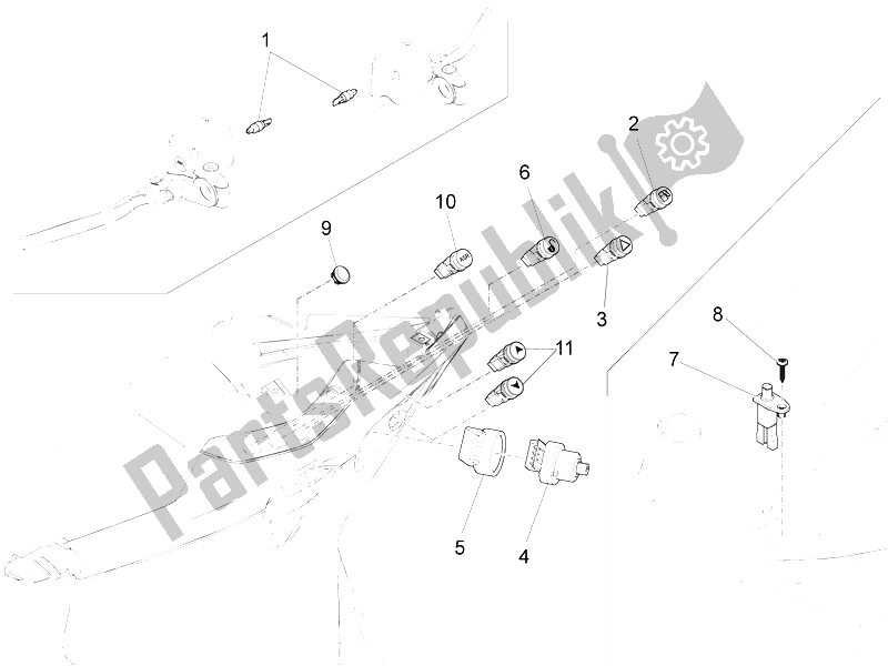 Toutes les pièces pour le Sélecteurs - Interrupteurs - Boutons du Piaggio X 10 500 4T 4V I E E3 2012