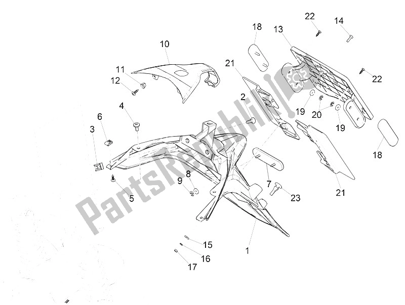 Todas las partes para Cubierta Trasera - Protector Contra Salpicaduras de Piaggio Medley 150 4T IE ABS Asia 2016