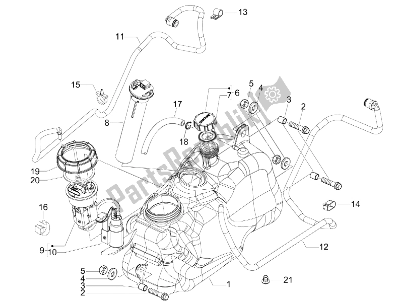 Tutte le parti per il Serbatoio Di Carburante del Piaggio MP3 250 2006