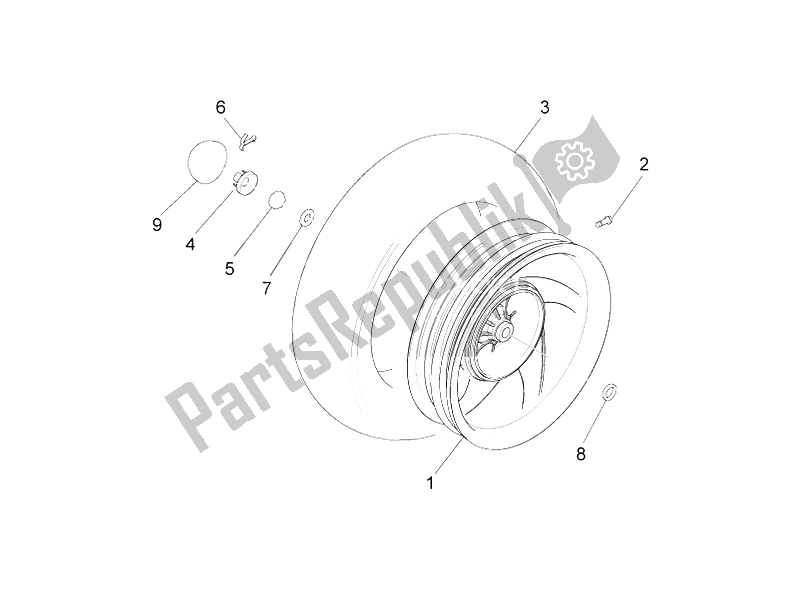 Toutes les pièces pour le Roue Arrière du Piaggio FLY 50 4T 4V 2012