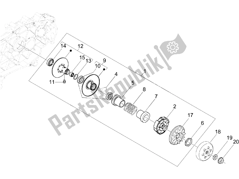 Todas las partes para Polea Conducida de Piaggio X EVO 125 Euro 3 2007