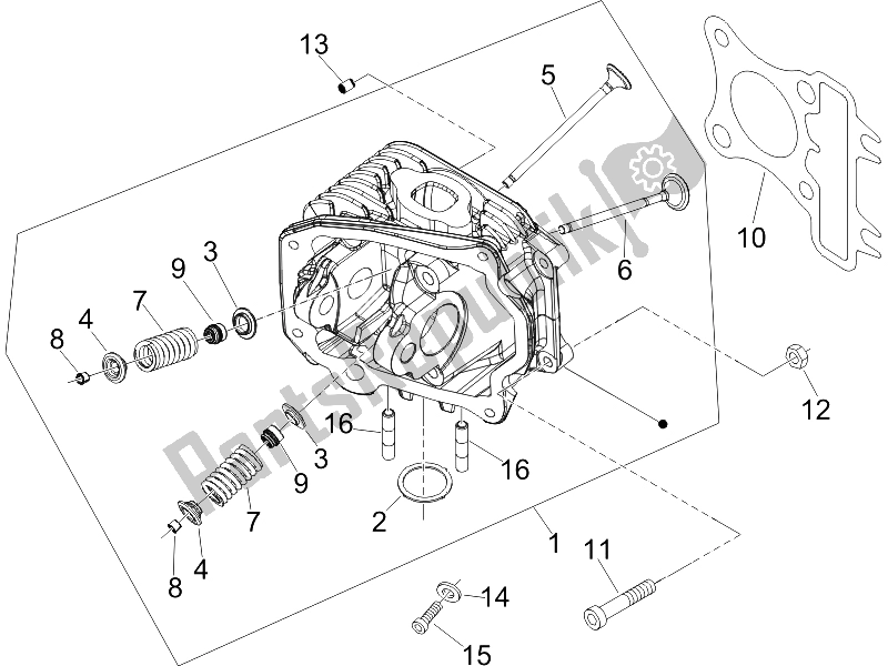 Toutes les pièces pour le Unité De Tête - Valve du Piaggio Liberty 50 4T MOC 2009