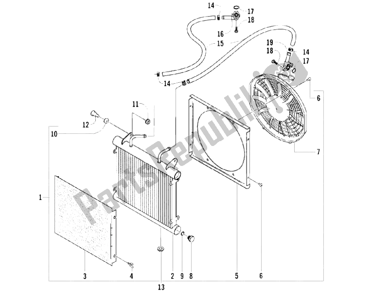 All parts for the Cooling System of the Piaggio Trackmaster 400 2006
