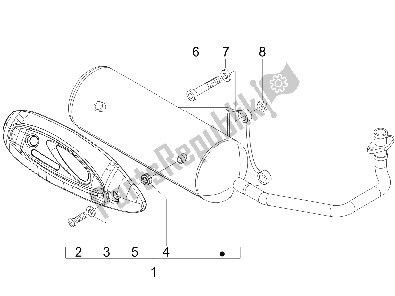 Tutte le parti per il Silenziatore del Piaggio FLY 50 4T 2V 25 30 KMH 2012