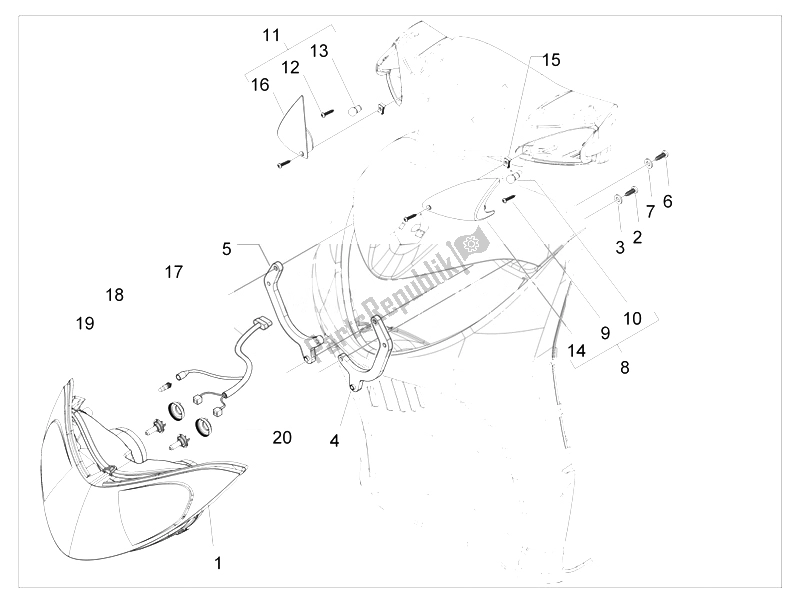 Toutes les pièces pour le Phares Avant - Clignotants du Piaggio Liberty 50 2T Sport 2007