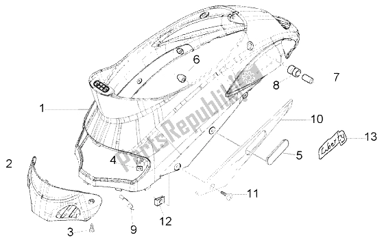 Toutes les pièces pour le Protection Centrale du Piaggio Liberty 50 2T RST 2004