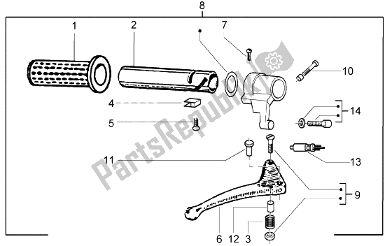 All parts for the Throttle Twist Grip of the Piaggio Ciao 50 2002