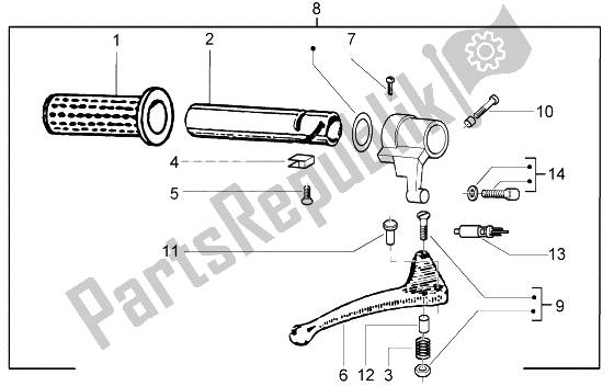 All parts for the Throttle Twist Grip of the Piaggio Ciao 50 2002