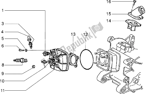 Tutte le parti per il Testata E Tubo Di Induzione (veicolo Con Freno Al Mozzo Posteriore) del Piaggio NRG Extreme 50 1999