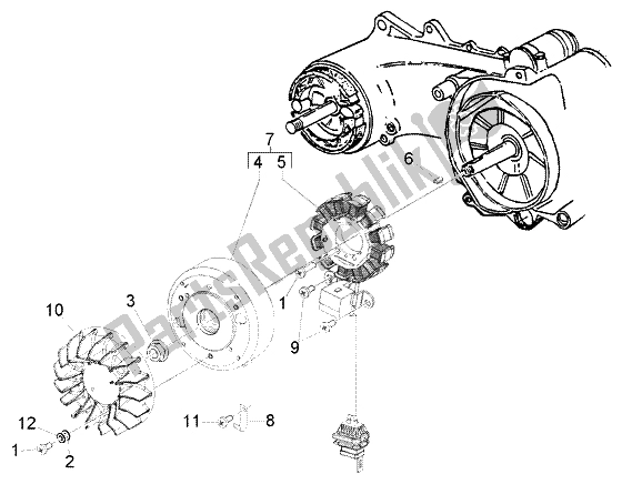 All parts for the Flywheel Magneto of the Piaggio FLY 150 4T 2004