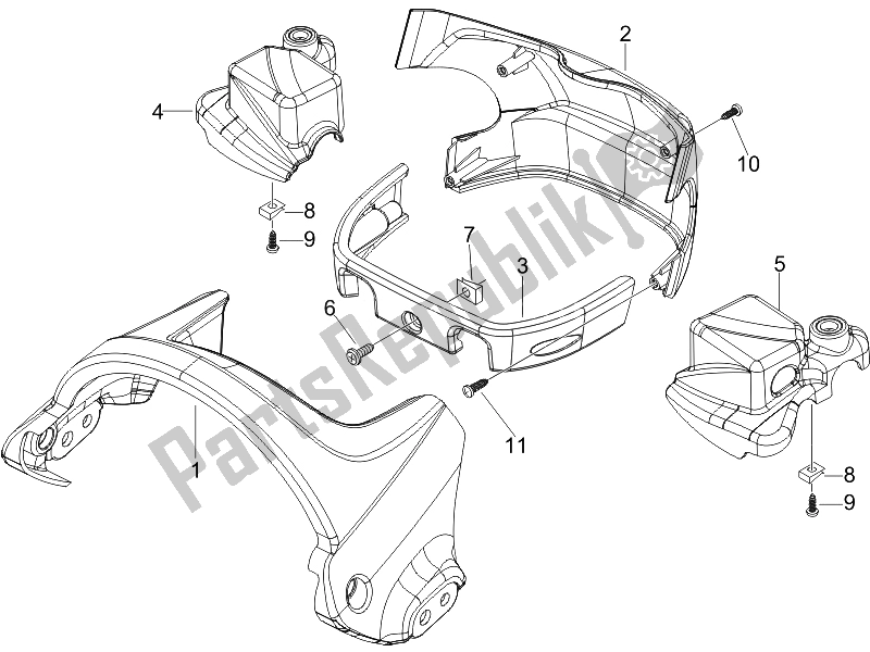 All parts for the Handlebars Coverages of the Piaggio Beverly 250 Cruiser E3 2007