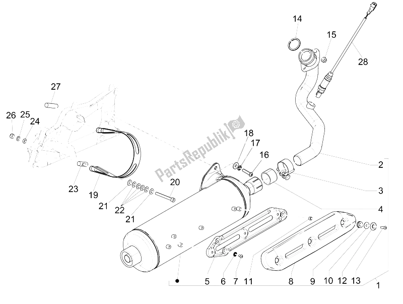 Toutes les pièces pour le Silencieux du Piaggio MP3 500 Sport ABS USA 2015