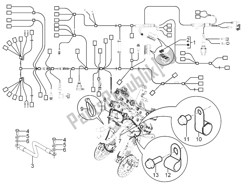 Toutes les pièces pour le Faisceau De Câbles Principal du Piaggio MP3 300 Yourban ERL 2011