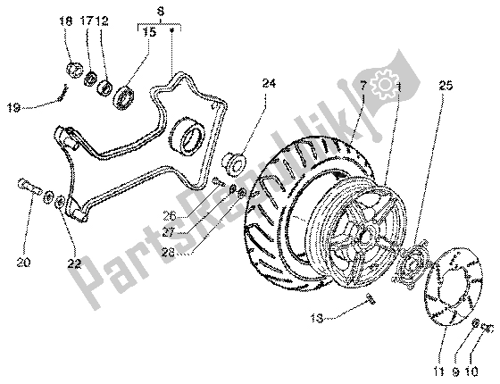 All parts for the Rear Wheel of the Piaggio X9 180 Amalfi 2002