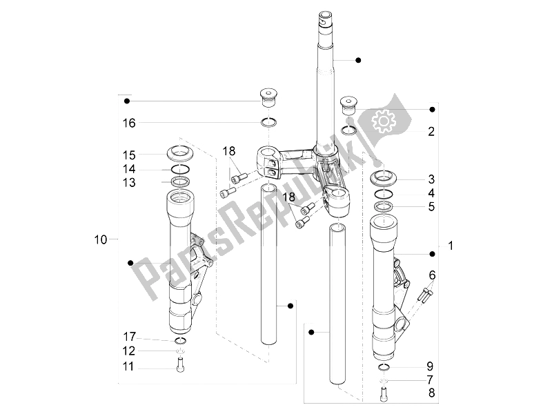 Toutes les pièces pour le Composants De La Fourche (kayaba) du Piaggio X 10 125 4T 4V I E E3 2012