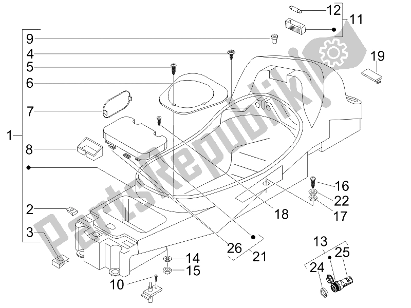 All parts for the Helmet Huosing - Undersaddle of the Piaggio X8 125 Street Euro 2 2006