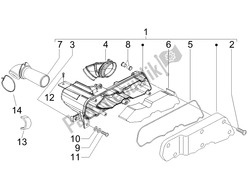 All parts for the Air Filter of the Piaggio Typhoon 50 Serie Speciale 2007